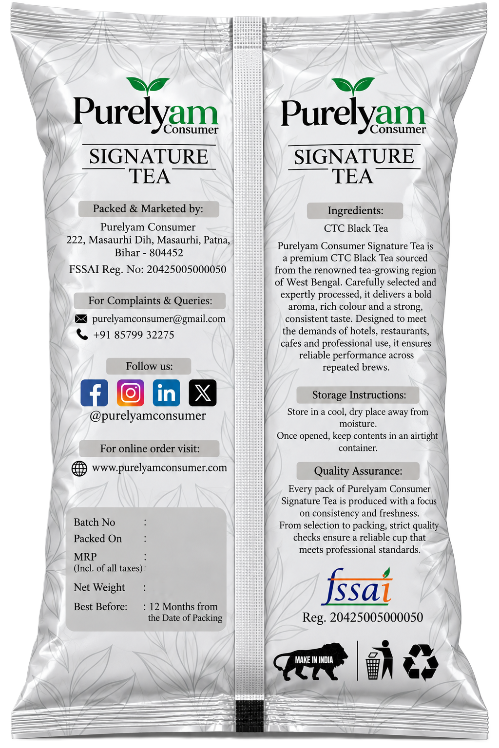 Purelyam Consumer Signature Tea Back